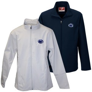 silver and navy soft shell jackets with Penn State Athletic Logo on left chest